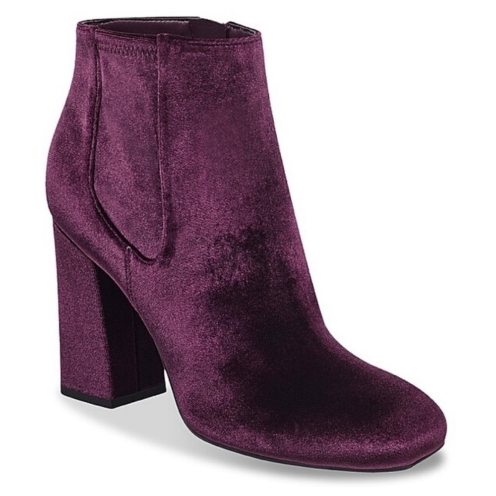 MARC FISHER Gemi Purple Velvet Zipper Heels Booties